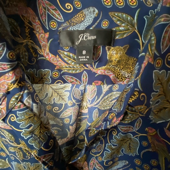 J. CREW •SOLD OUT• 100% Silk Button-up Shirt In Botanical Cheetah Print Size 8 - Picture 6 of 8